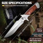 Purple Dragon Camping Fixed Blade Knife with Sheath-6 Inch Outdoor Knife-Full Tang 440C Steel Bushcraft Knife with Redwood Handle-Outdoor Gear Christmas Gift for Men and Women
