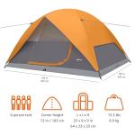 Amazon Basics 6-Person Dome Camping Tent with Easy Setup, Rainfly, Water Resistant, Ventilation, for Hiking and Backpacking, Orange and Grey, Includes Carry Bag