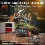 Portable Power Station 600W 293Wh Camping Lithium Battery, Portable Generator for Home Use Emergency Power Station Backup Travel Outdoor 100W PD & 120V Pure Sine Wave AC Outlet