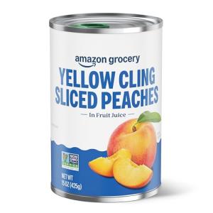 Amazon Fresh, Yellow Cling Sliced Peaches in Fruit Juice, 15 Oz (Previously Happy Belly, Packaging May Vary)
