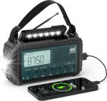 NOAA Emergency Weather Radio with Auto Alerts, 5000mAh Solar Hand Crank AM/FM/SW Shortwave Radio with Flashlight, Reading Lamp, Phone Charger, SOS Alarm, Survival Gear, Time Clock & Large LCD Display