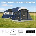UNP Camping Tent 8 Person Waterproof Big Tunnel Tent with Screen Porch,Family Outdoor Large Tents for Camping 20' x 9' x 80in(H) (Dark Blue)
