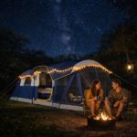 UNP Camping Tent 8 Person Waterproof Big Tunnel Tent with Screen Porch,Family Outdoor Large Tents for Camping 20' x 9' x 80in(H) (Dark Blue)