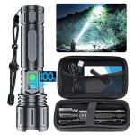 Hoxida Flashlights High Lumens Rechargeable - 2000 Lumens Long Beam Super Bright LED Flash Light with Power Display & IPX5 Waterproof for Camping, 20H Runtime,5 Modes,Zoomable Handheld Flashlight
