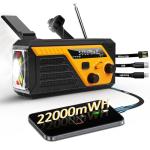 Emergency Radio with 4 Charging Cables, 22000mWh AM FM NOAA Weather Radio, Flashlight, Reading Lamp, SOS Alarm, Phone Charging Hand Crank Radio for Home Outdoor Emergencies.