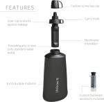 LifeStraw Peak Series - Collapsible Squeeze Bottle Water Filter System - 1L for Trail Running, Camping, Hiking, Travel, Cycling, and Fishing; Mountain Blue