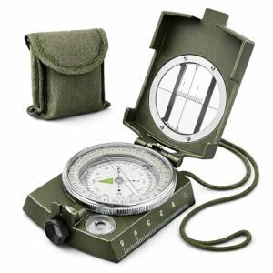 Military Lensatic Compass, Hiking Compass for Survival – Water-Resistant Outdoor Hiking Survival Direction Finder (Metal)