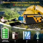 Emergency Radio with 4 Charging Cables, 22000mWh AM FM NOAA Weather Radio, Flashlight, Reading Lamp, SOS Alarm, Phone Charging Hand Crank Radio for Home Outdoor Emergencies.