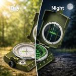 Military Lensatic Compass, Hiking Compass for Survival – Water-Resistant Outdoor Hiking Survival Direction Finder (Metal)
