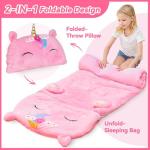 iPlay, iLearn Kids Unicorn Sleeping Bag, Toddler Girl Nap Mat, Plush Animal Slumber Bag 2 In 1 Pink Pillow Daycare Preschool Kindergarten Birthday Gift Travel Sleepover 3 4 5 6 7 8 10 12 Yr Child Teen