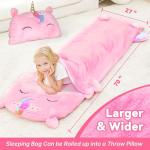 iPlay, iLearn Kids Unicorn Sleeping Bag, Toddler Girl Nap Mat, Plush Animal Slumber Bag 2 In 1 Pink Pillow Daycare Preschool Kindergarten Birthday Gift Travel Sleepover 3 4 5 6 7 8 10 12 Yr Child Teen