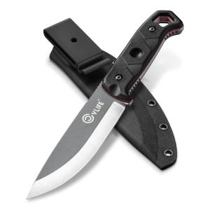 CVLIFE Full Tang Fixed Blade Knife with Sheath,Sharp Blade Made of D2 Steel with Nylon Fiberglass Handle,Survival Knife for Men Outdoor Hunting Camping and EDC Bushcraft,Black