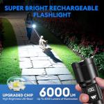 3 Pack Rechargeable Flashlights High Lumens, Super Bright LED Tactical Flashlight with LCD Power Display, Zoomable Flashlights 15H+ Runtime, IP65 Waterproof Flashlights for Home Emergency Camping