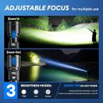 3 Pack Rechargeable Flashlights High Lumens, Super Bright LED Tactical Flashlight with LCD Power Display, Zoomable Flashlights 15H+ Runtime, IP65 Waterproof Flashlights for Home Emergency Camping