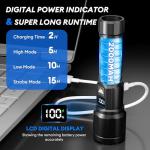 3 Pack Rechargeable Flashlights High Lumens, Super Bright LED Tactical Flashlight with LCD Power Display, Zoomable Flashlights 15H+ Runtime, IP65 Waterproof Flashlights for Home Emergency Camping