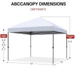 ABCCANOPY Pop Up Canopy - Outdoor Patio Portable Canopy Tent Heavy Duty for Backyard and Deck with 4 Sandbags(White, 10x10)
