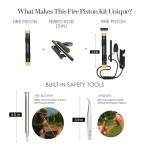 Fire Piston - Ferro Rod - 2 in 1 - Fire Piston Fire Starter Kit - Telescoping Fire Blower - Fire Starters for Campfires - Compression fire Starter Piston - Survival Tool - Camping Gifts for Men