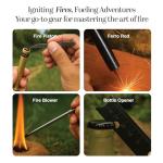 Fire Piston - Ferro Rod - 2 in 1 - Fire Piston Fire Starter Kit - Telescoping Fire Blower - Fire Starters for Campfires - Compression fire Starter Piston - Survival Tool - Camping Gifts for Men