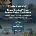 Elegear CumbreX™ Beach Tent Sun Shelter with Canopy, 4-5 Person Pop Up Beach Tent, Easy Setup UPF 50+ UV Protection Portable Lightweight Double Silver Coating Beach Cabana Sun Shade Shelter - Sky Blue