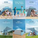 Elegear CumbreX™ Beach Tent Sun Shelter with Canopy, 4-5 Person Pop Up Beach Tent, Easy Setup UPF 50+ UV Protection Portable Lightweight Double Silver Coating Beach Cabana Sun Shade Shelter - Sky Blue