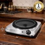 OVENTE Countertop Infrared Single Burner, 1000W Electric Hot Plate with 7” Ceramic Glass Cooktop, 5 Level Temperature Setting & Easy to Clean Base, Compact Stove for Home Dorm Office, Silver BGI101S