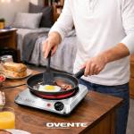 OVENTE Countertop Infrared Single Burner, 1000W Electric Hot Plate with 7” Ceramic Glass Cooktop, 5 Level Temperature Setting & Easy to Clean Base, Compact Stove for Home Dorm Office, Silver BGI101S