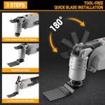 20V Cordless Oscillating Tool with Battery, Brushless Variable Speed Oscillating Multi-Tool with 3° Oscillation Angle, 25 Accessories, Ideal for Cutting, Sanding, Grinding, Scraping & More