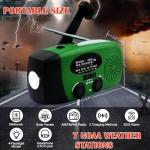 2000mAh Weather Emergency Radio, Portable Solar AM/FM/NOAA Hand Crank Radio, Cell Phone Charger with SOS, 1W LED Flashlight, Headphone Jack, Power for Emergency Preparedness (2000mAh Green)