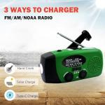 2000mAh Weather Emergency Radio, Portable Solar AM/FM/NOAA Hand Crank Radio, Cell Phone Charger with SOS, 1W LED Flashlight, Headphone Jack, Power for Emergency Preparedness (2000mAh Green)