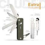ROXON S503G 9 in 1 Mini Multi Tool EDC Pocket Knife Multitool with G10 Handle,Scissors,Screwdriver,Threader,Awl, Flat Screwdriver,Ruler,Tweezers for Outdoors Fishing Camping,Gifts for Men (Green)