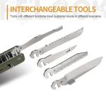 ROXON S503G 9 in 1 Mini Multi Tool EDC Pocket Knife Multitool with G10 Handle,Scissors,Screwdriver,Threader,Awl, Flat Screwdriver,Ruler,Tweezers for Outdoors Fishing Camping,Gifts for Men (Green)