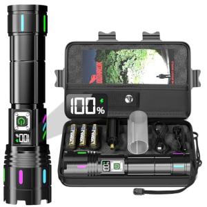 Flashlight 20000 High Lumens Rechargeable - 30W Super Bright LED Flash Light with LCD Display | 3937ft Beam & 12H Long Lasting USB C Powerful Handheld Flashlight for Home, Camping, Hiking, Emergency
