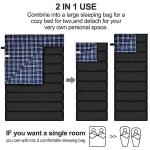 AGEMORE Cotton Flannel Double Sleeping Bag for Camping, Backpacking Or Hiking. Queen Size 2 Person Waterproof Sleeping Bag for Adults Or Teens. Lightweight with Compression Sack