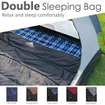 AGEMORE Cotton Flannel Double Sleeping Bag for Camping, Backpacking Or Hiking. Queen Size 2 Person Waterproof Sleeping Bag for Adults Or Teens. Lightweight with Compression Sack