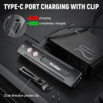 Wurkkos HD01 PRO 6-in-1 Flashlight with White Light UV Light&Green Light and Side Light,Working Handle Flashlight with Magnetic 1200LM for Outdoor Camping