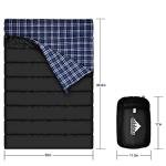 AGEMORE Cotton Flannel Double Sleeping Bag for Camping, Backpacking Or Hiking. Queen Size 2 Person Waterproof Sleeping Bag for Adults Or Teens. Lightweight with Compression Sack