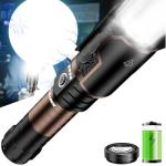 VOLISABER LED Flashlights High Lumens Rechargeable, 4000 Lumens Tactical Super Bright Flashlight with Ignition Lens, 6 Modes Waterproof Flash Light for Camping & Emergency Home Gift