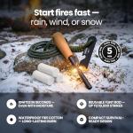 Wallaby Fire Starter Kit - 33 Waterproof Plugs in Metal Tin + Flint Rod Striker Multi-Tool, Pocket Survival Guide, Airtight Mylar Storage Bag – Camping, Emergency, Grill, Fire Pit