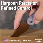 KANSPET Fenrir Fixed Blade Knife, 2.87" Rose Gold Coated Tactical Survival with Purple Micarta Ergonomic Handle, Full Tang and Adjustable Kydex Sheath for EDC Hunting Camping Outdoor for Men G3034A5