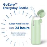 PHILIPS Water Bottle with Filter, Filter Water Bottle Stainless Steel with GoZero Everyday BPA-Free Tap Water Filter, Water Filter Bottle Keep Drink Cold 24 Hours, 3 Filters for 120 gal / 6 Months