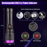WINDFIRE 365nm UV Flashlight, Rechargeable Blacklight Flashlights Powerful, Adjustable Focus Black Light for Pet Urine Detection, Resin Curing, Rocks, Scorpions, Blood Tracking, Uranium Glass