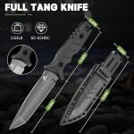Purple Dragon Fixed Blade Knife with Sheath - Full Tang Survival Knife, Black Camping Knives, Bushcraft Knives for Outdoor Camping, Hiking, Gift for Men