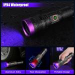 WINDFIRE 365nm UV Flashlight, Rechargeable Blacklight Flashlights Powerful, Adjustable Focus Black Light for Pet Urine Detection, Resin Curing, Rocks, Scorpions, Blood Tracking, Uranium Glass