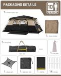 FanttikOutdoor Zeta C10 Pro Camping Tent 10 Person Instant Cabin Tent Setup in 60 Seconds with Rainfly & Windproof Portable with Carry Bag for Family Camping & Hiking, Khaki