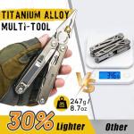 BIBURY 24-in-1 Titanium Multitool Pliers, 8.7oz Ultra-Light EDC Pocket Tool with Sheath & Belt Clip, Aerospace-Grade Titanium Handle for Camping, Hiking, DIY, Gift for Men - 2048DT