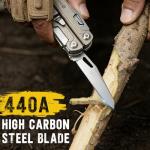 BIBURY 24-in-1 Titanium Multitool Pliers, 8.7oz Ultra-Light EDC Pocket Tool with Sheath & Belt Clip, Aerospace-Grade Titanium Handle for Camping, Hiking, DIY, Gift for Men - 2048DT