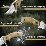 Freelander Fixed Blade Knife with Sheath, Full Tang D2 Steel Survival Knife, Camping Bushcraft Knives with Ergonomic Handle, Outdoor Knives for Men