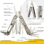 BIBURY 24-in-1 Titanium Multitool Pliers, 8.7oz Ultra-Light EDC Pocket Tool with Sheath & Belt Clip, Aerospace-Grade Titanium Handle for Camping, Hiking, DIY, Gift for Men - 2048DT