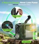 Greadio Portable Shortwave Radios with NOAA Weather Radio, 14800mWh Digital Radio AM FM with Bluetooth 5.4, Crank/Solar/USB Charging, Support USB/TF, Charger Pack/SOS/Flashlight for Outdoor, Emergency