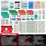 General Medi Mini First Aid Kit, 150 Piece Small First Aid Kit - Includes Emergency Foil Blanket, Scissors for Travel, Home, Office, Vehicle, Camping, Workplace & Outdoor (Red)